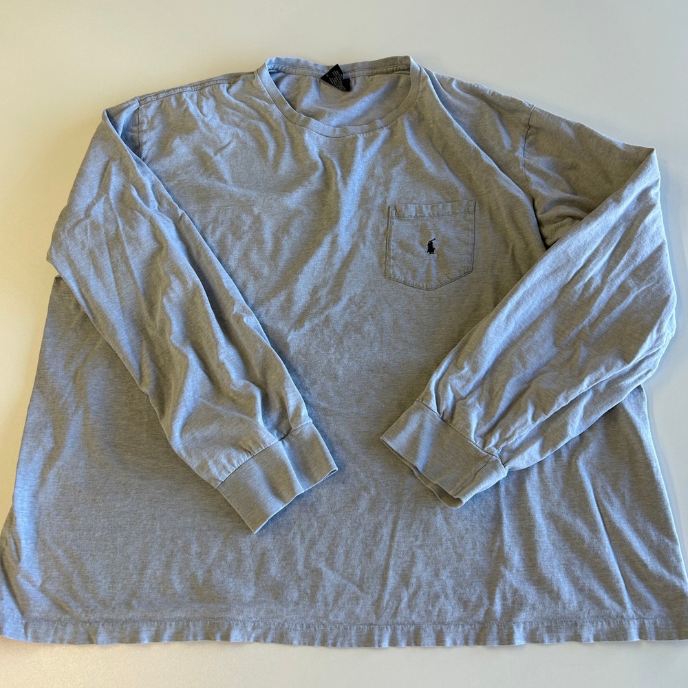 Polo Ralph Lauren Mens (XXL) Long Sleeve Pocket T-Shirt Gray Cotton Crew Neck